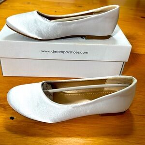 White satin flats- kids size 1